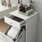 Armario de Baño con Cesto Ropa Sucia Abatible Mueble Ropa Sucia con Bolsa de Tela Plegable y Cajón Blanco 40x38x90 cm