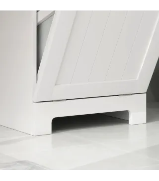 Armario de Baño con Cesto Ropa Sucia Abatible Mueble Ropa Sucia con Bolsa de Tela Plegable y Cajón Blanco 40x38x90 cm