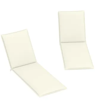 2 Cojines para Tumbonas de Jardín con Protección UV Resistentes a Salpicaduras 193x58x6 cm Crema