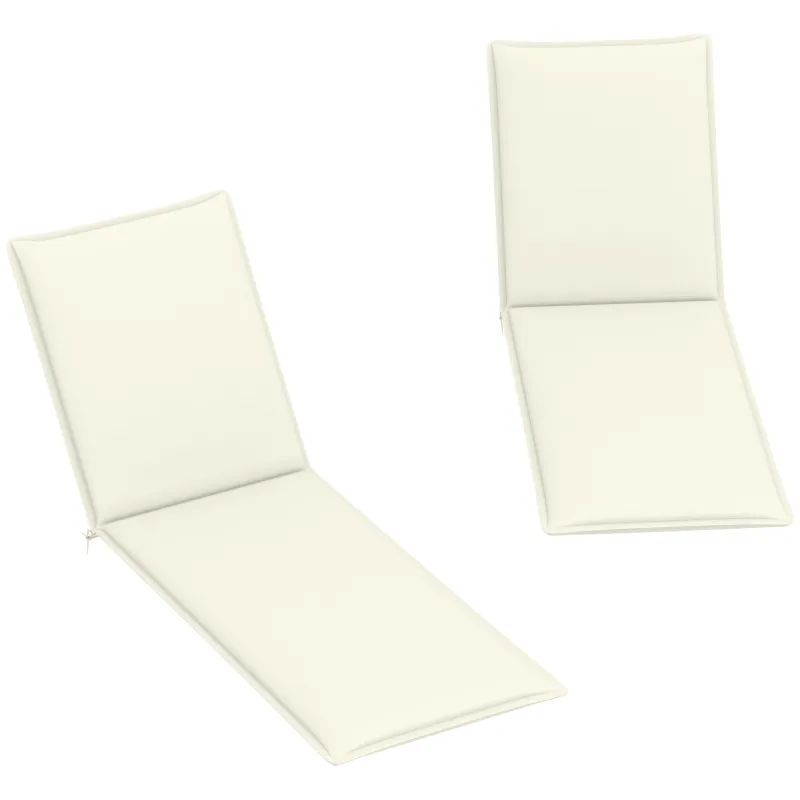 2 Cojines para Tumbonas de Jardín con Protección UV Resistentes a Salpicaduras 193x58x6 cm Crema