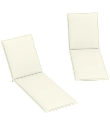2 Cojines para Tumbonas de Jardín con Protección UV Resistentes a Salpicaduras 193x58x6 cm Crema