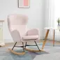Silla Mecedora Tapizada en Terciopelo Sillón Balancín Relax con Asiento Acolchado y Reposabrazos 65x87x102cm Rosa
