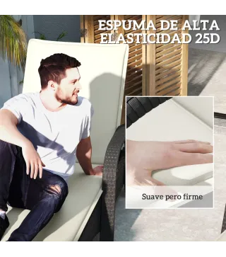 2 Cojines para Tumbonas de Jardín con Protección UV Resistentes a Salpicaduras 193x58x6 cm Crema