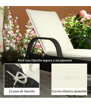 2 Cojines para Tumbonas de Jardín con Protección UV Resistentes a Salpicaduras 193x58x6 cm Crema