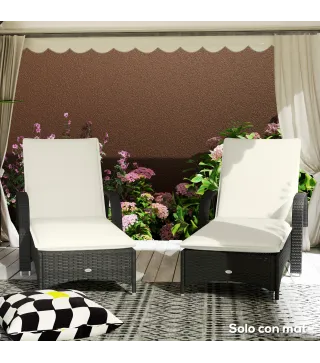 2 Cojines para Tumbonas de Jardín con Protección UV Resistentes a Salpicaduras 193x58x6 cm Crema