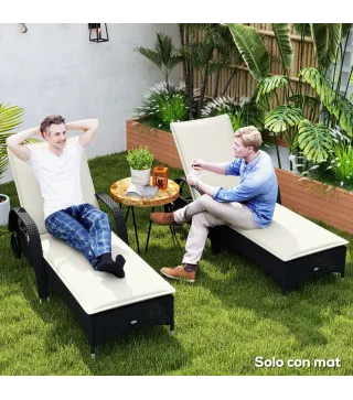 2 Cojines para Tumbonas de Jardín con Protección UV Resistentes a Salpicaduras 193x58x6 cm Crema