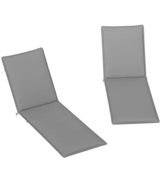 2 Cojines para Tumbonas de Jardín con Protección UV Resistentes a Salpicaduras 193x58x6 cm Gris