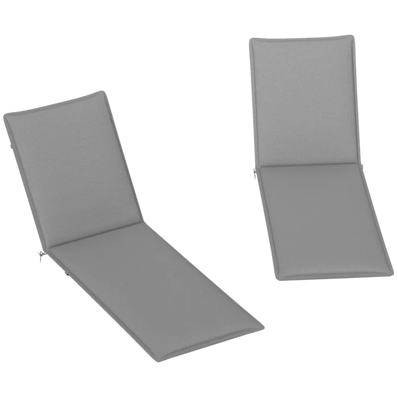 2 Cojines para Tumbonas de Jardín con Protección UV Resistentes a Salpicaduras 193x58x6 cm Gris