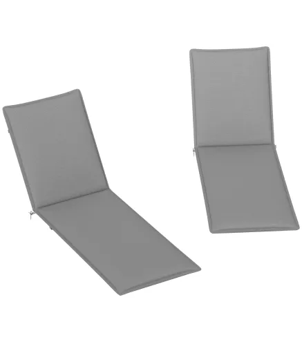 2 Cojines para Tumbonas de Jardín con Protección UV Resistentes a Salpicaduras 193x58x6 cm Gris