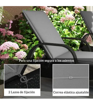 2 Cojines para Tumbonas de Jardín con Protección UV Resistentes a Salpicaduras 193x58x6 cm Gris