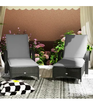 2 Cojines para Tumbonas de Jardín con Protección UV Resistentes a Salpicaduras 193x58x6 cm Gris