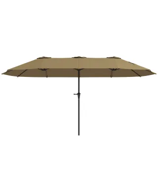 Sombrilla Doble 4x2,2 m Sombrilla Terraza Exterior con Manivela Manual Impermeable y Protección UV30+ Café