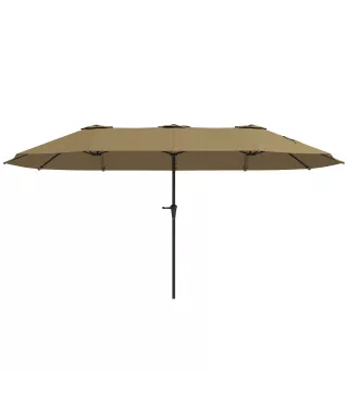 Sombrilla Doble 4x2,2 m Sombrilla Terraza Exterior con Manivela Manual Impermeable y Protección UV30+ Café