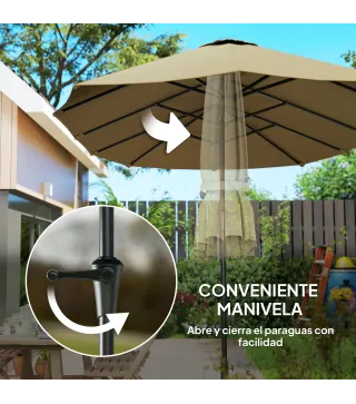 Sombrilla Doble 4x2,2 m Sombrilla Terraza Exterior con Manivela Manual Impermeable y Protección UV30+ Café