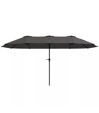 Sombrilla Doble 4x2,2 m Sombrilla Terraza Exterior con Manivela Manual Impermeable y Protección UV30+ Gris Oscuro