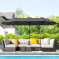 Sombrilla Doble 4x2,2 m Sombrilla Terraza Exterior con Manivela Manual Impermeable y Protección UV30+ Gris Oscuro