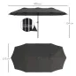 Sombrilla Doble 4x2,2 m Sombrilla Terraza Exterior con Manivela Manual Impermeable y Protección UV30+ Gris Oscuro
