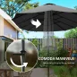 Sombrilla Doble 4x2,2 m Sombrilla Terraza Exterior con Manivela Manual Impermeable y Protección UV30+ Gris Oscuro