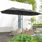 Sombrilla Doble 4x2,2 m Sombrilla Terraza Exterior con Manivela Manual Impermeable y Protección UV30+ Gris Oscuro