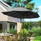 Sombrilla Doble 4x2,2 m Sombrilla Terraza Exterior con Manivela Manual Impermeable y Protección UV30+ Gris Oscuro