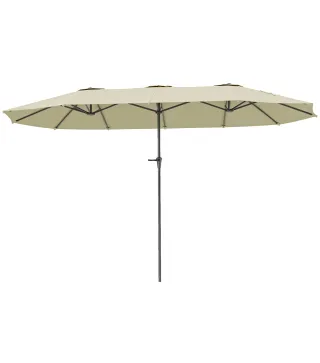 Sombrilla Doble 4x2,2 m Sombrilla Terraza Exterior con Manivela Manual Impermeable y Protección UV30+ Crema