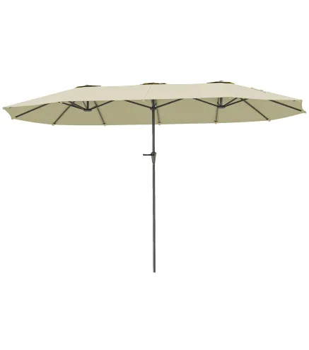 Sombrilla Doble 4x2,2 m Sombrilla Terraza Exterior con Manivela Manual Impermeable y Protección UV30+ Crema