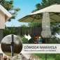 Sombrilla Doble 4x2,2 m Sombrilla Terraza Exterior con Manivela Manual Impermeable y Protección UV30+ Crema