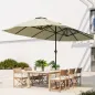 Sombrilla Doble 4x2,2 m Sombrilla Terraza Exterior con Manivela Manual Impermeable y Protección UV30+ Crema