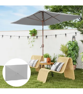 Toldo de Recambio de Sombrilla de 3x2 m Toldo de Repuesto para Sombrilla con Ventilación Superior Protección UV 50+ Gris