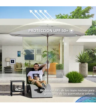 Toldo de Recambio de Sombrilla de 3x2 m Toldo de Repuesto para Sombrilla con Ventilación Superior Protección UV 50+ Gris