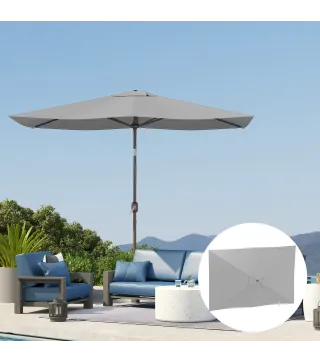 Toldo de Recambio de Sombrilla de 3x2 m Toldo de Repuesto para Sombrilla con Ventilación Superior Protección UV 50+ Gris