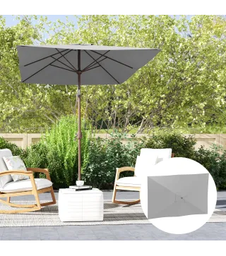 Toldo de Recambio de Sombrilla de 3x2 m Toldo de Repuesto para Sombrilla con Ventilación Superior Protección UV 50+ Gris