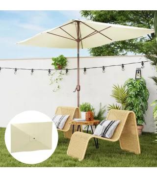 Toldo de Recambio de Sombrilla de 3x2 m Toldo de Repuesto para Sombrilla con Ventilación Superior Anti-UV 50+ Beige
