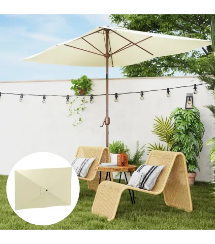 Toldo de Recambio de Sombrilla de 3x2 m Toldo de Repuesto para Sombrilla con Ventilación Superior Anti-UV 50+ Beige
