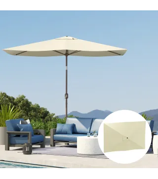 Toldo de Recambio de Sombrilla de 3x2 m Toldo de Repuesto para Sombrilla con Ventilación Superior Anti-UV 50+ Beige