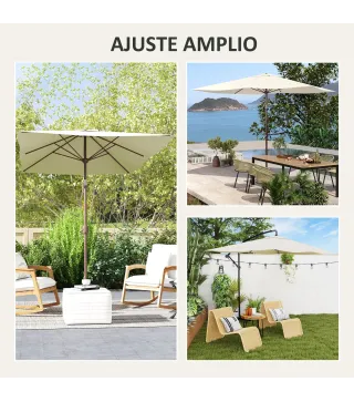 Toldo de Recambio de Sombrilla de 3x2 m Toldo de Repuesto para Sombrilla con Ventilación Superior Anti-UV 50+ Beige