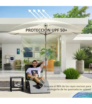 Toldo de Recambio de Sombrilla de 3x2 m Toldo de Repuesto para Sombrilla con Ventilación Superior Anti-UV 50+ Beige