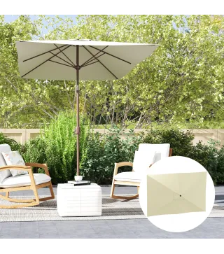 Toldo de Recambio de Sombrilla de 3x2 m Toldo de Repuesto para Sombrilla con Ventilación Superior Anti-UV 50+ Beige