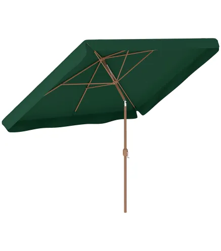 Sombrilla de Terraza Exterior 300x200x235 cm con Ángulo Ajustable Mástil de Aluminio Manivela y Protección UV 50+ Verde