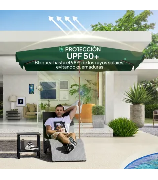 Sombrilla de Terraza Exterior 300x200x235 cm con Ángulo Ajustable Mástil de Aluminio Manivela y Protección UV 50+ Verde