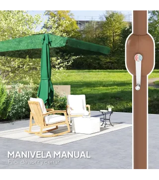 Sombrilla de Terraza Exterior 300x200x235 cm con Ángulo Ajustable Mástil de Aluminio Manivela y Protección UV 50+ Verde