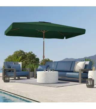 Sombrilla de Terraza Exterior 300x200x235 cm con Ángulo Ajustable Mástil de Aluminio Manivela y Protección UV 50+ Verde