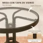 Conjunto de Jardín Exterior de 3 Piezas con 2 Sillas Apilables y Mesa Redonda de Vidrio Templado para Balcón Terraza