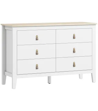 Cómoda para Dormitorio con 6 Cajones Tiradores de PU Cajonera para Salón Pasillo 120x40x78 cm Blanco