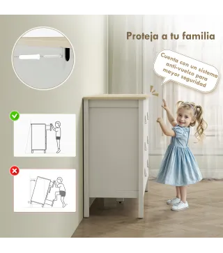 Cómoda para Dormitorio con 6 Cajones Tiradores de PU Cajonera para Salón Pasillo 120x40x78 cm Blanco