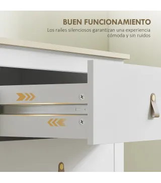 Cómoda para Dormitorio con 6 Cajones Tiradores de PU Cajonera para Salón Pasillo 120x40x78 cm Blanco