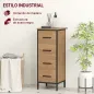 Armario de Baño Mueble de Baño Estrecho Cajonera con 4 Cajones y Estructura de Acero 30x30x82 cm Roble