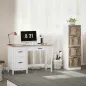 Escritorio Rústico 120x50 cm Mesa de Escritorio con 3 Cajones y Encimera con Efecto Madera Blanco