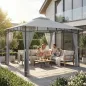 Carpa para Jardín con Techo Doble Cenador con Paredes de Malla UPF50+ para Exterior Terraza 360x300x275 cm Gris