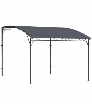 Pérgola de Pared 2,8x3,8 m con Techo Inclinado Orificios de Drenaje y Estructura Metálica Gris